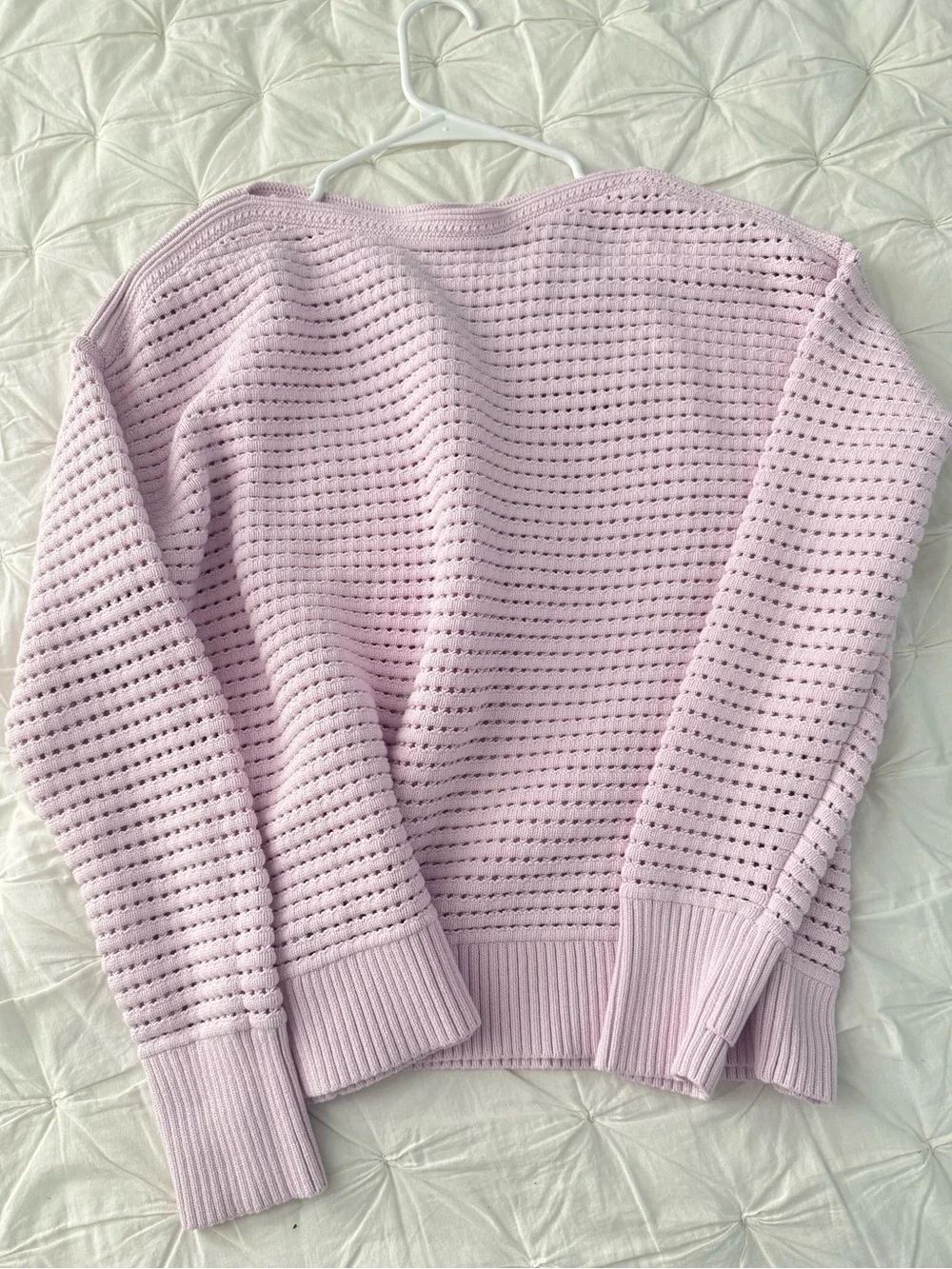 Lululemon Cotton Crochet Pullover Sweater - Light Pink EUC